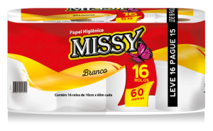 Papel Higiênico Missy Branco Folha Simples Com Alça Fardo com 4 pacotes