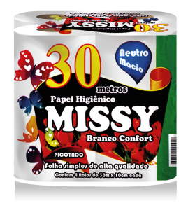 Papel Higiênico Missy Branco Folha Simples Fardo com 16 pacotes