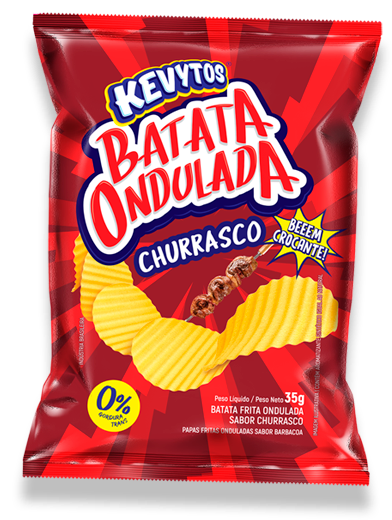 Batata ondulada Kevytos 35g - Churrasco - Caixa com 30 pacotes